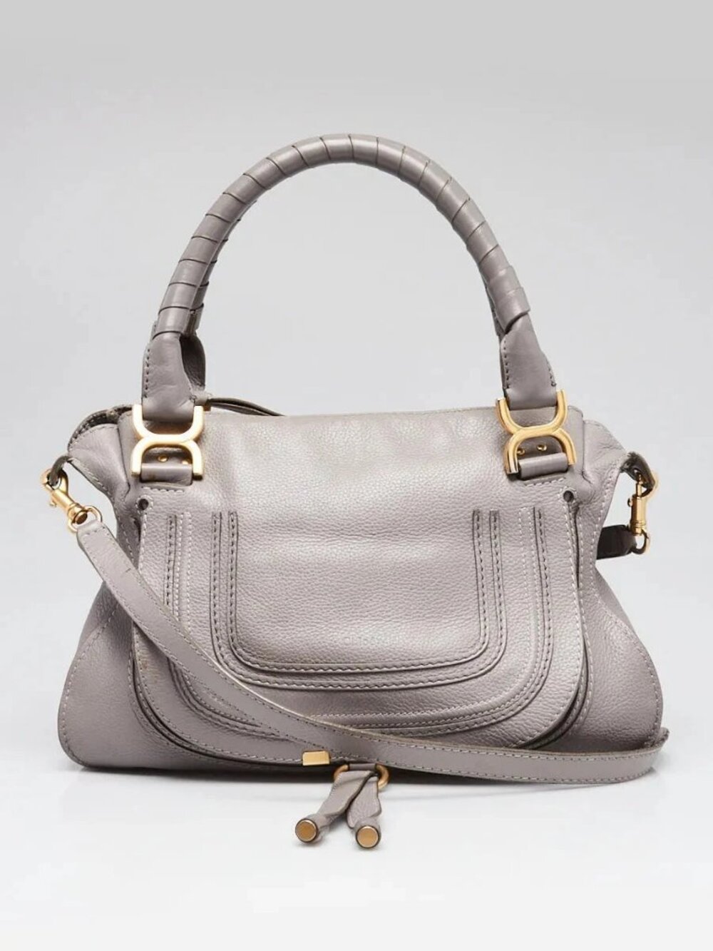 Chloe Grey Leather Medium Marcie Satchel Bag